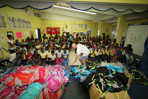 JESS Students Take Home New  Backpacks Filled with School Supplies
