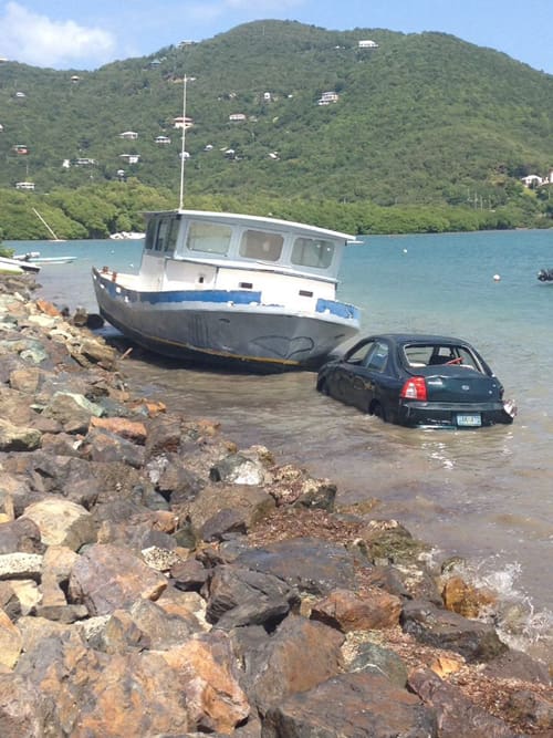 Car in Coral Bay Harbor