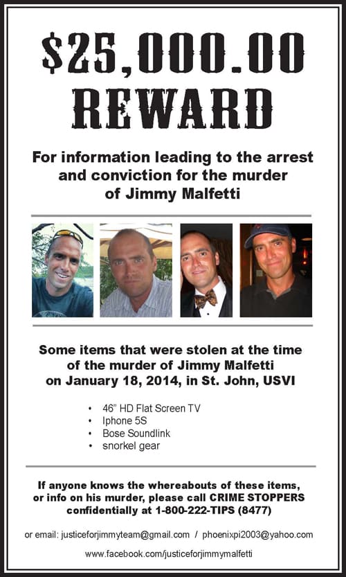 Malfetti Family Offers $25,000 Reward for Information Leading To Arrest and Conviction of Jimmy’s Murderer