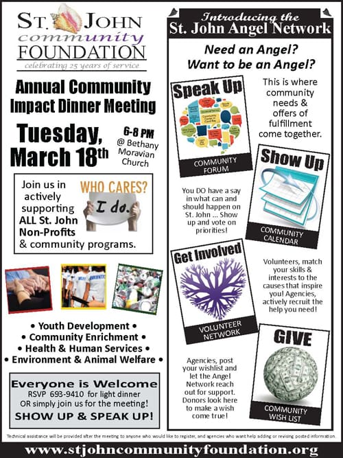 SJCF’s 25th Annual Community Impact Dinner Meeting Tonight from 6 to 8 p.m. at Bethany Moravian Church