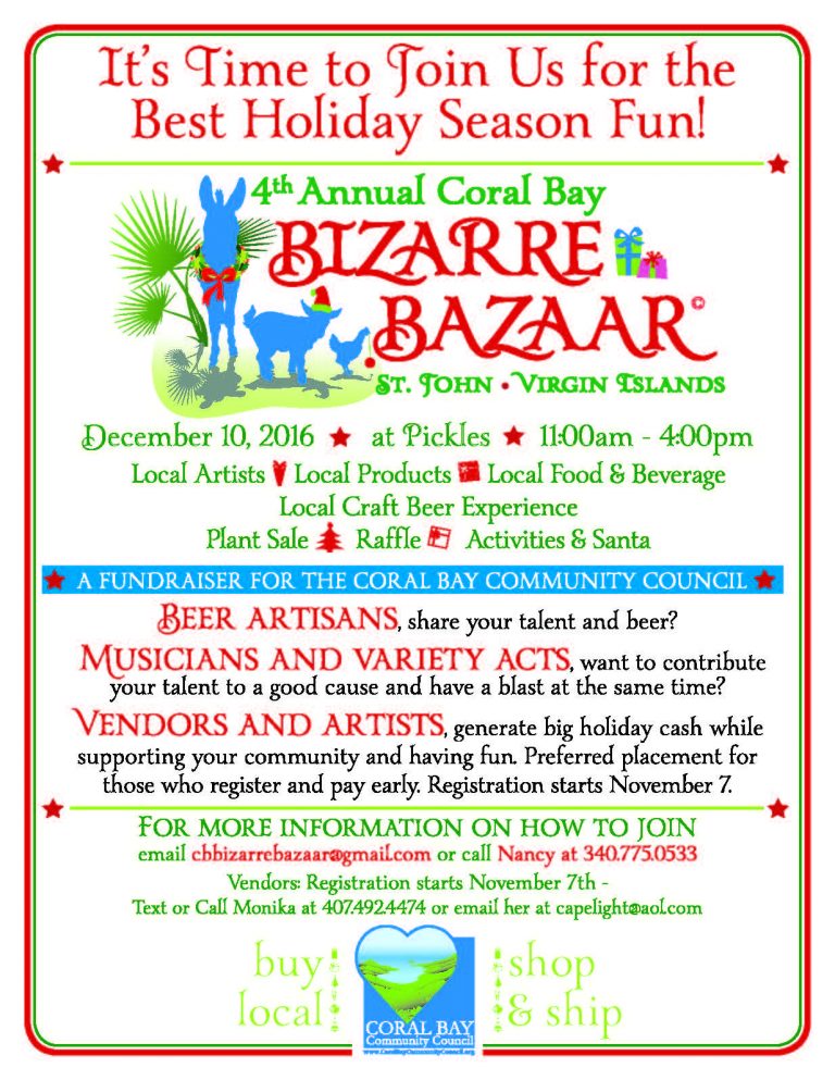 4th Annual Coral Bay Bizarre Bazaar – Saturday, Dec. 10