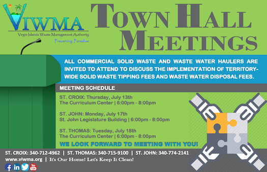 VIWMA Hosts Town Meetings to Discuss Commercial Tipping and Waste Water Disposal Fee Implementation