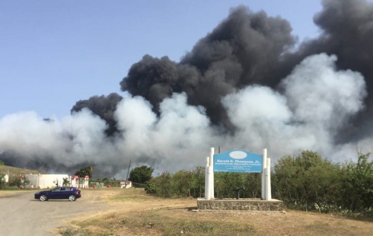Second Suspicious Fire in Two Weeks Smolders at STX Landfill
