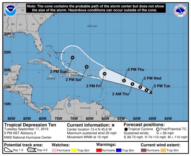 TD 10 Expected to Skirt North of STJ as Cat 1 Hurricane