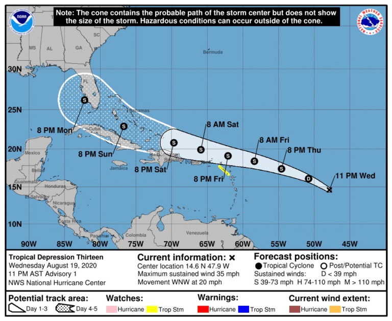 Approaching System Upgraded to Tropical Depression 13