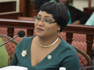 Education Commissioner nominee Racquel Berry-Benjamin testifies before the Senate Committee on Education and Workforce Development Wednesday. (Photo by Barry Leerdam for the V.I. Legislature)
