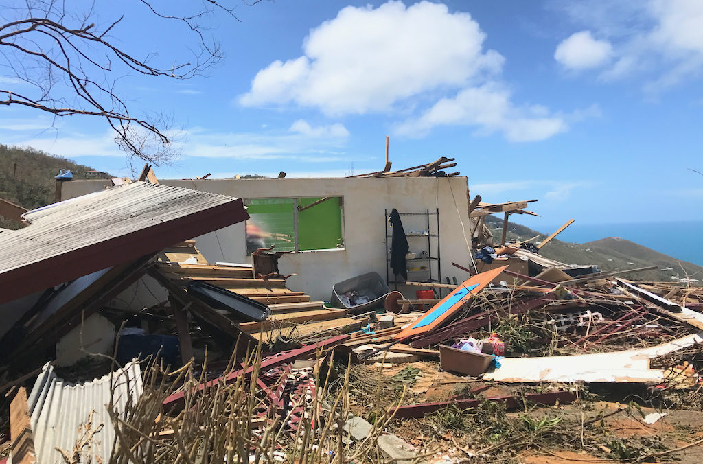 The view is about all that remains of this home on St. Thomas’ Northside, post Hurricane Irma. (Kelsey Nowakowski photo)