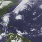 IMAGE-Satellite-Atlantic hurricanes – September 2019 – From Left to Right – Fernand – Dorian – Gabrielle – Landscape