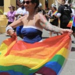 Rainbow flags and banners were in abundance during the parade.
