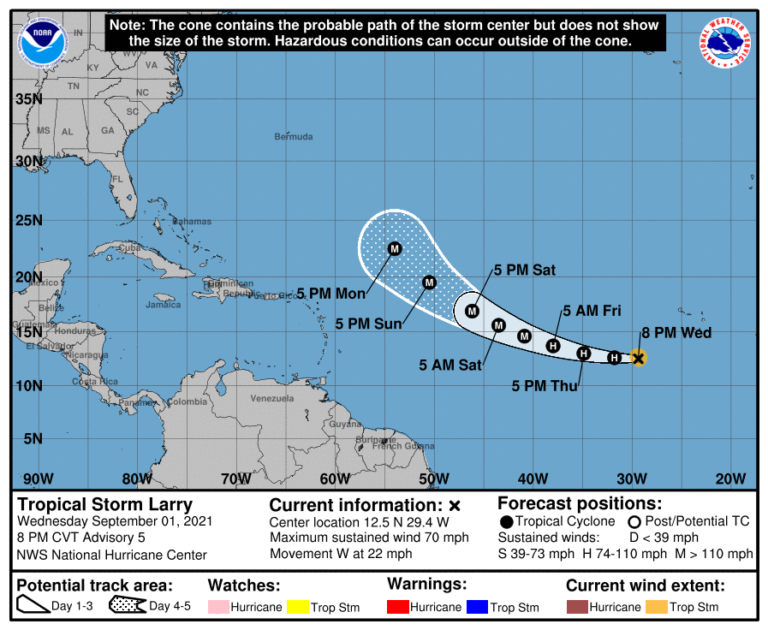 Larry Expected to Be a Hurricane by Thursday, But Not Threaten USVI