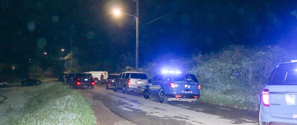 V.I. Police detectives converge at Mount Welcome on St. Croix after a vehicle belonging to a missing man was found Tuesday night, and a body nearby. (VIPD photo)