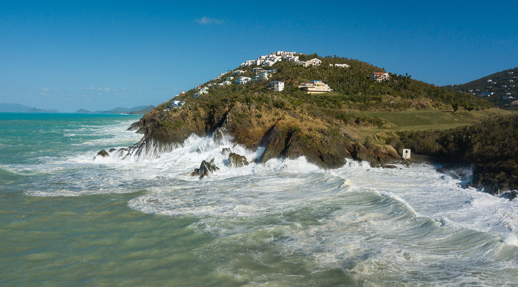 Huge waves pound the Devil's Triangle on St. Thomas's north shore. (Alain Brin, Blue Glass Phortography)