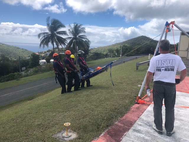 Fire Service and St. John Rescue Practice Rope Rescue Techniques