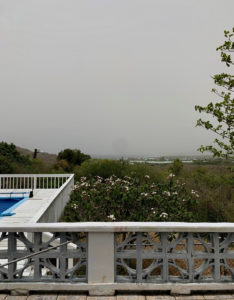 This St. Croix home's usual view of Buck Island is obscured by the Saharan dust. (Source photo by Linda Morland)