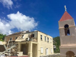 Emmaus Moravian Church in Coral Bay after Hurricanes Irma and Maria.