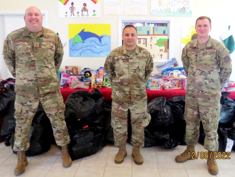 Hurricane Hunters from Mississippi Return to Queen Louise Home Bearing Toys