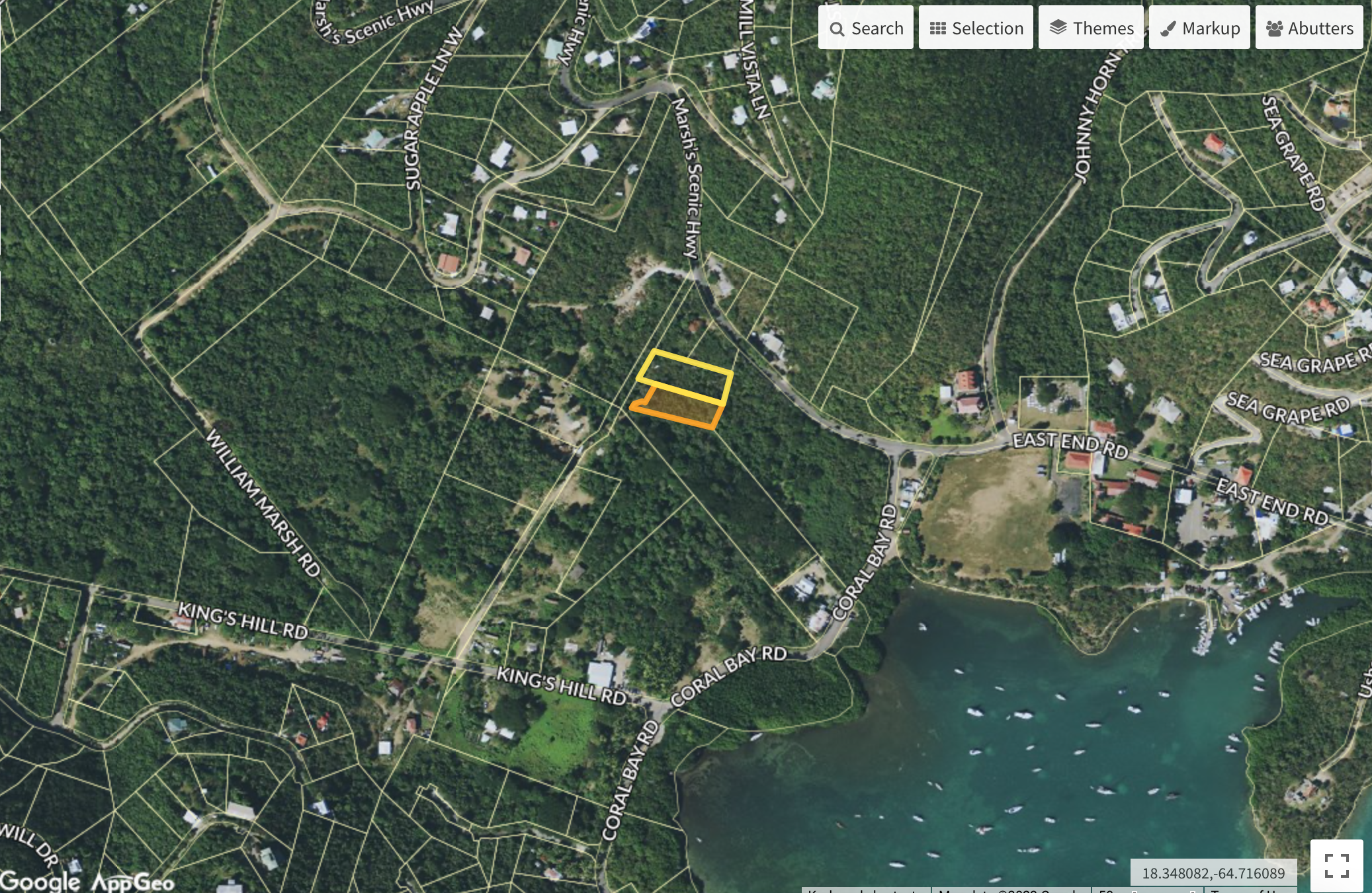A Map Geo image shows the location (outlined in orange) of Our Place in CoralBay.