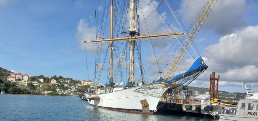 The SSV Corwith Caramer, docked in Gallows Bay on St. Croix. (Photo courtesy Olasee Davis)