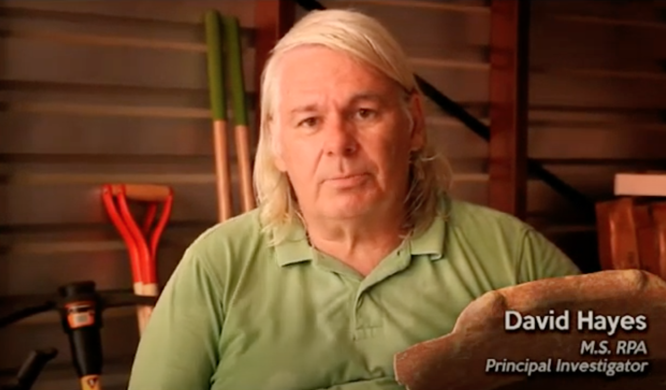 David Hayes led the archaeological excavation of Main Street in 2014. (Screenshot from the Charlotte Amalie Saladoid Excavation documentary)