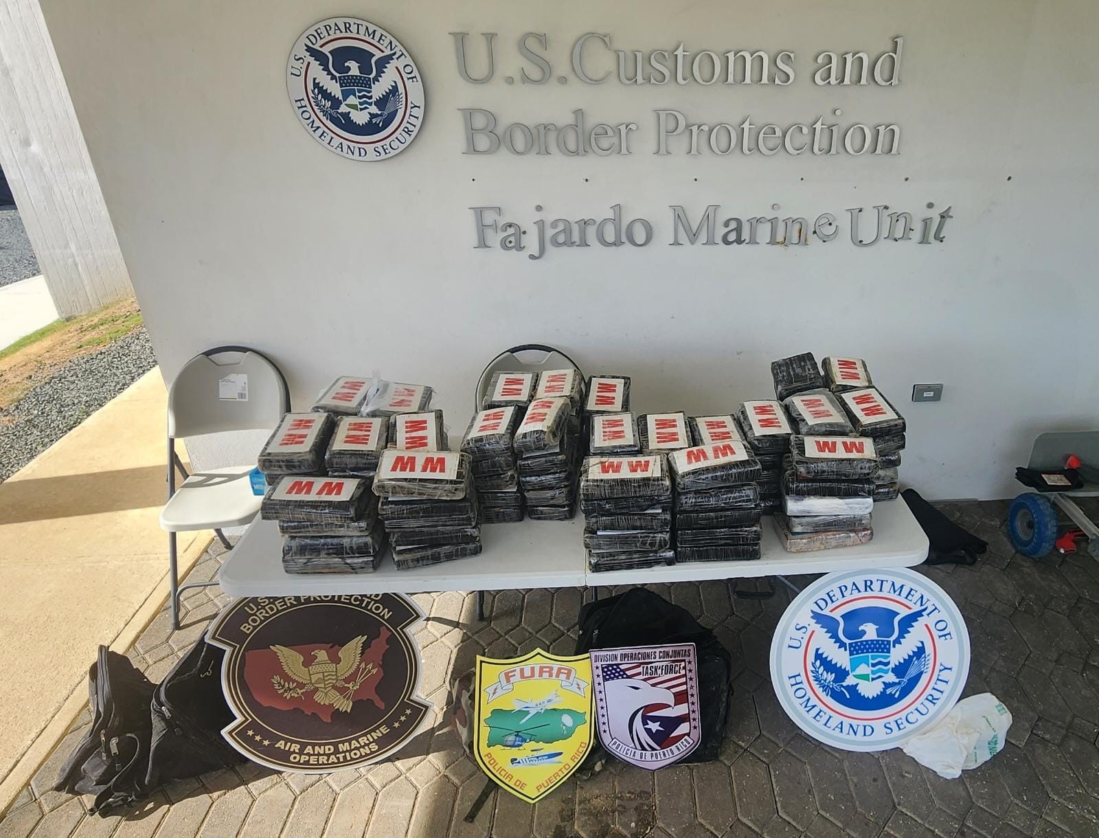 Customs and Border Protection Agents, with help from the Puerto Rico Police Department, seized 136 bricks of cocaine with an estimated street value of $3.1 million on Wednesday and Thursday. (Photo courtesy Customs and Border Protection)