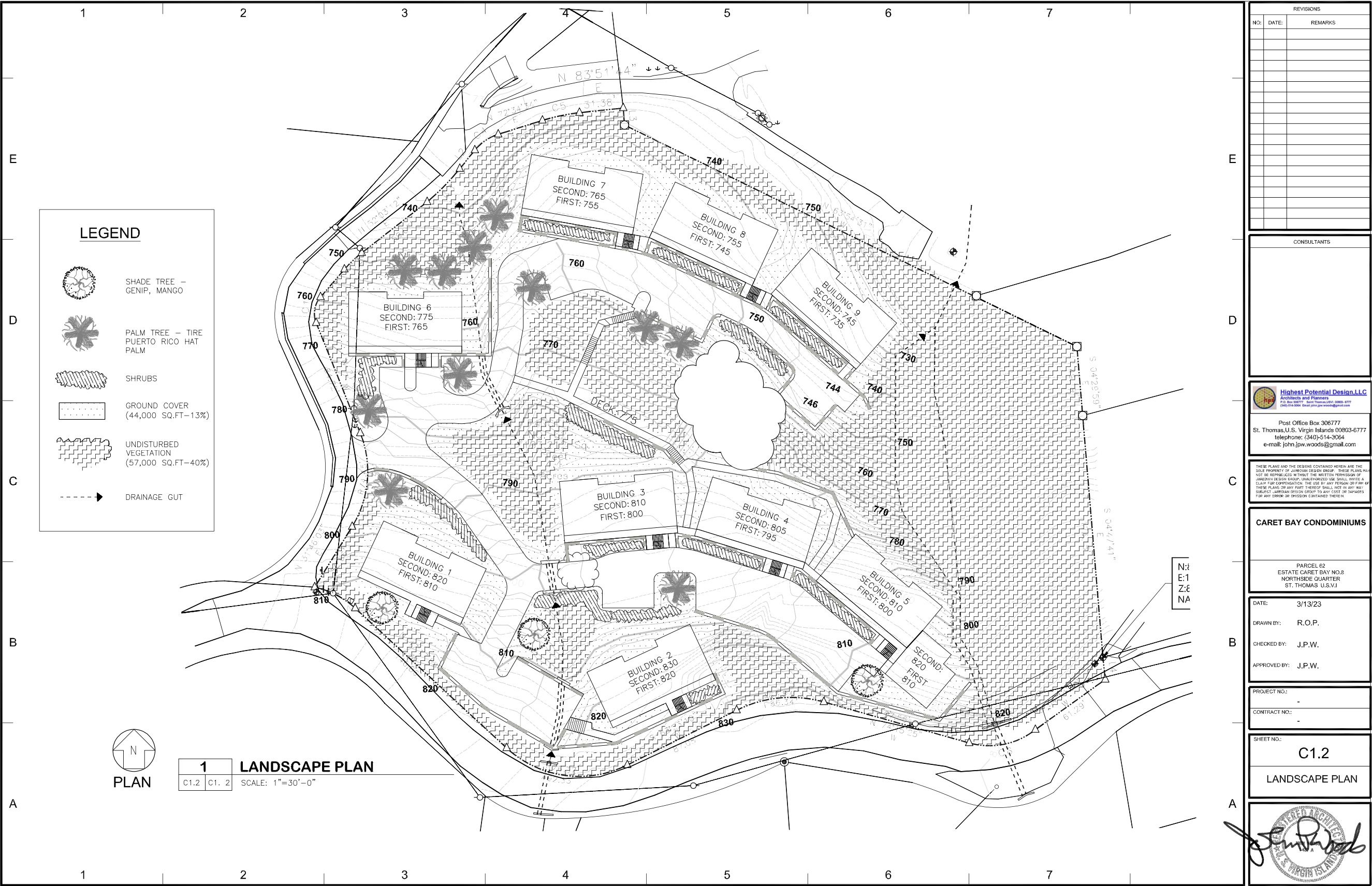 The site plan for a series of condos proposed for a 4.43 acre parcel in Estate Caret Bay on the Northside of St. Thomas. (Image courtesy DPNR)