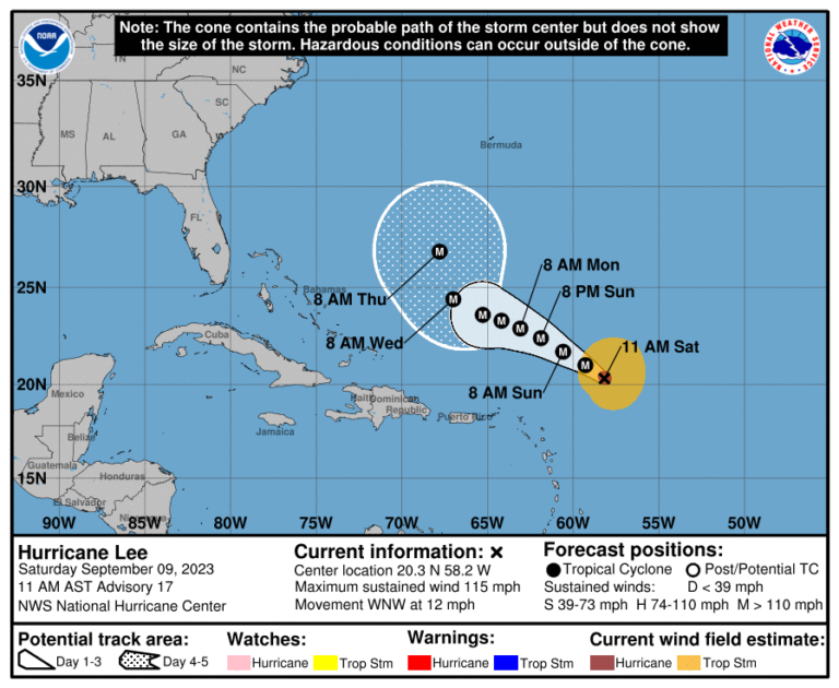 Hurricane Lee Staying North of USVI and Puerto Rico