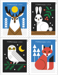 Postal Service Issues Winter Woodland Animals Stamps