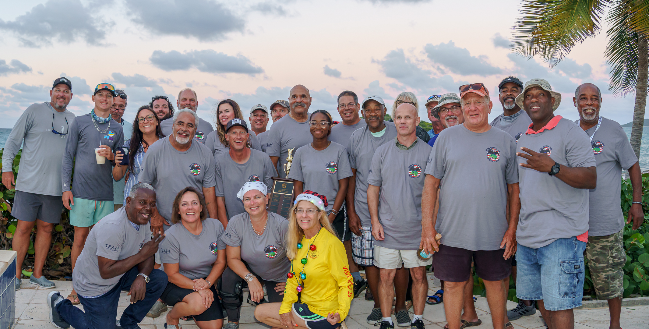 Nine local captains and their deckhands volunteered their time, experience, fishing gear, and fuel so 28 veterans could enjoy the Fish With A Vet Tournament on Saturday on St. Croix. (Photo by Chéri@freespirit)