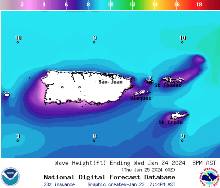 Hazardous Seas Around the U.S. Virgin Islands and Puerto Rico Expected Throughout the Week