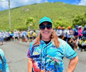 Wendy Giron Bailey representing the “Working Resources” DPNR and DPW team makes quite the fashion statement in her vibrant and colorful team shirt. (Source photo by Nyomi Gumbs)