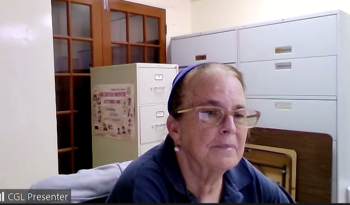 Elizabeth Rezende gives her presentation on David Hamilton Jackson and Casper Holstein at the Caribbean Genealogy Library. (Screenshot from Caribbean Genealogy Library virtual event.)