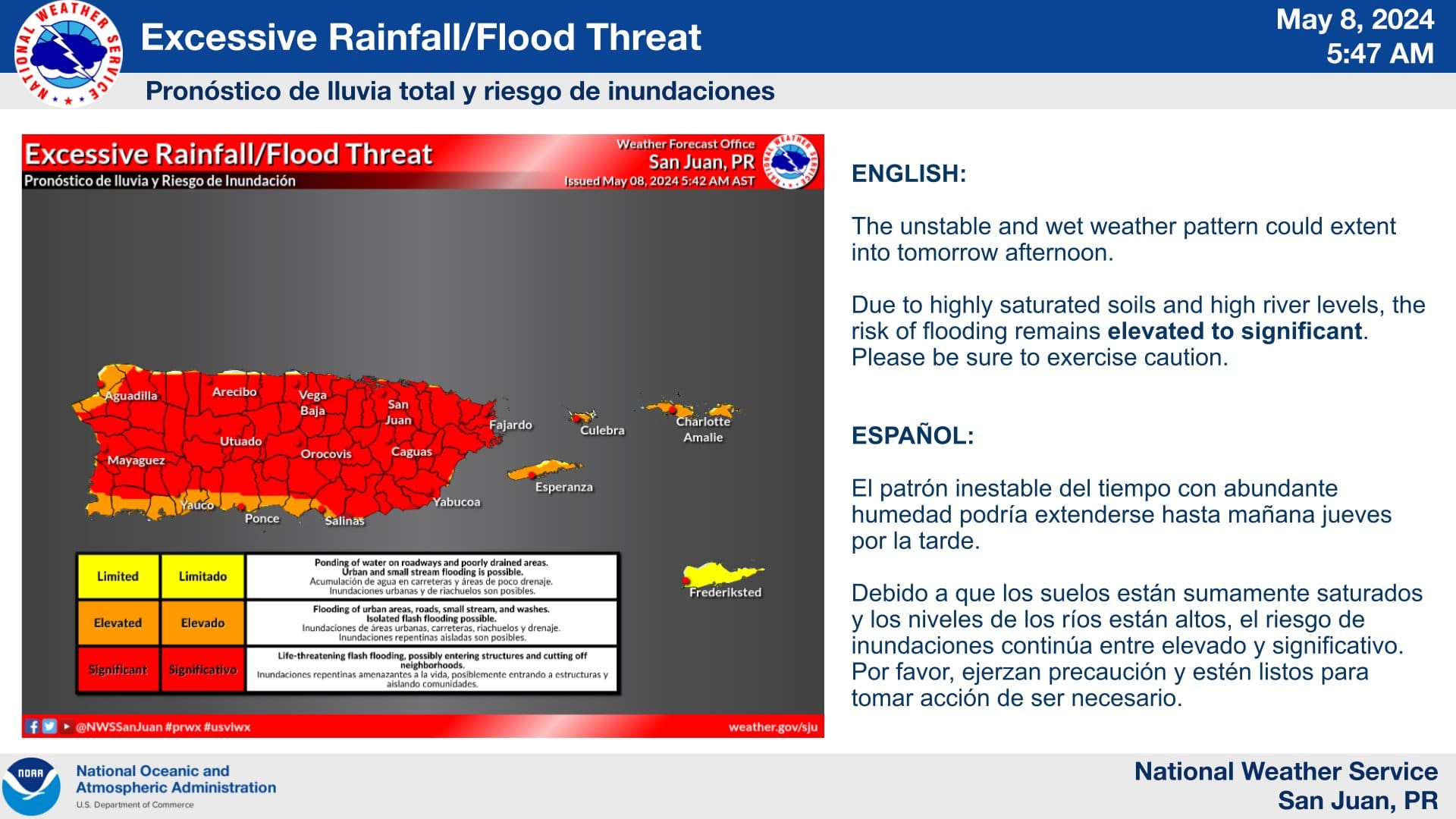 Flash flooding and mudslides are possible across Puerto Rico and the USVI. (Photo courtesy NWS)