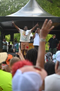 Theron and Timothy Thomas give thanks to the crowd for love and support. (Source photo by Joshua Barry Crawford)