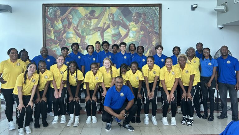 Team picture of the V.I. Boys and Girls Under 19 national teams at the airport in Jamaica. (Submitted photo)