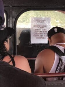 Proposed rate hike seen posted to St. Thomas dollar ride taxi on Thursday. (Source photo by Judi Shimel)