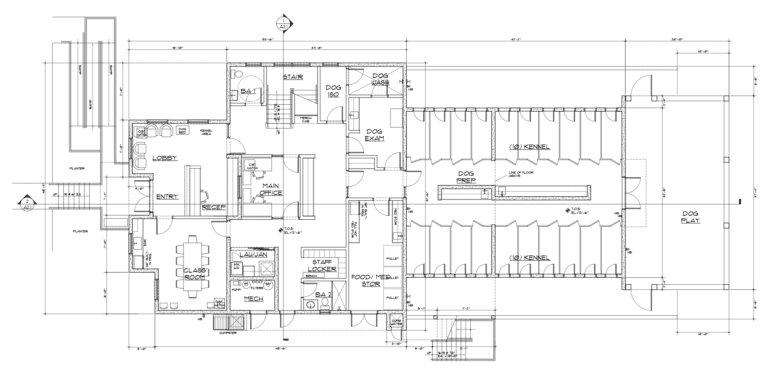 The first floor of the planned Animal Care Center of St. John facility in Coral Bay features 20 dog kennels. (Image by Barefoot Design Group)