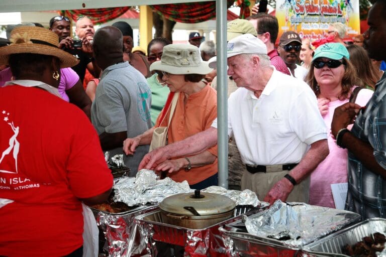 President Jimmy Carter and his wife, Rosalynn, visited St. Croix for the holidays in 2009-10 when they attended the Crucian Christmas Festival Food Fair. (File photo courtesy Government House)