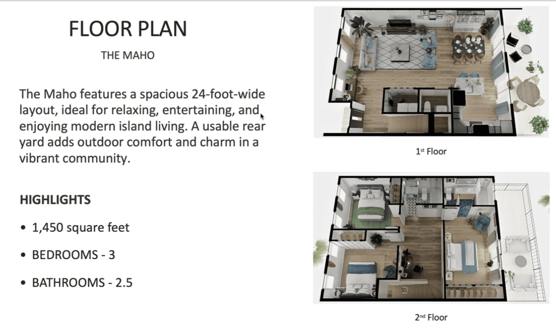 The floor plan for the Maho, the smaller of the two townhome styles proposed for The Residences at 340 North. (Image courtesy A.C. Development)