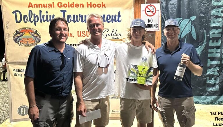 The winners of the 25th annual Dolphin Tournament on Saturday were Carl Holley’s team on Reel Lucky. (Photo courtesy Trish Rhodes)