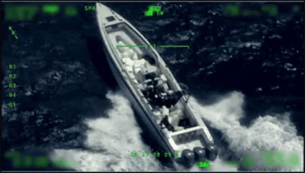 An aerial photo of a vessel intercepted off Virgin Gorda in a multinational operation last week. (Photo courtesy Customs and Border Protection)