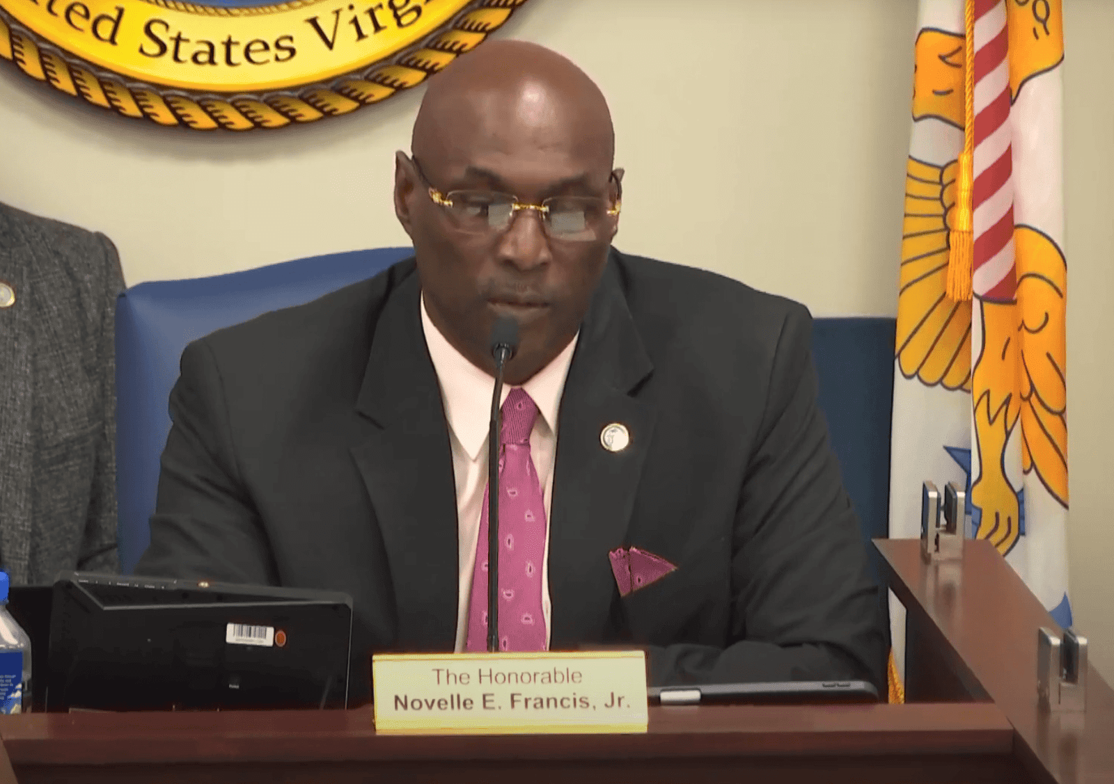 Senator Novelle E. Francis Jr. chairs at the Committee on Budget, Appropriations and Finance. (Photo courtesy V.I. Legislature)