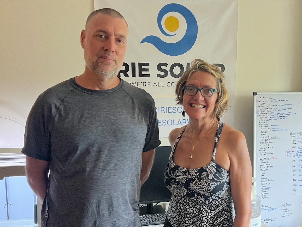 Rob Tutton, president of IRIE Solar VI, and Trista Sigler, the company’s office manager, are hosting an “Affordable Power Solutions” brunch at the Tap Room in Cruz Bay on Saturday at 10 a.m. (Source photo by Amy H. Roberts)