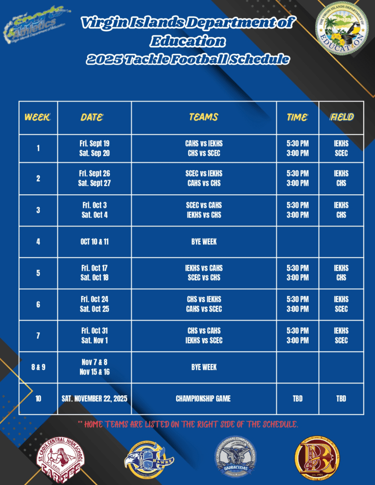 High School Tackle Football Schedule Released