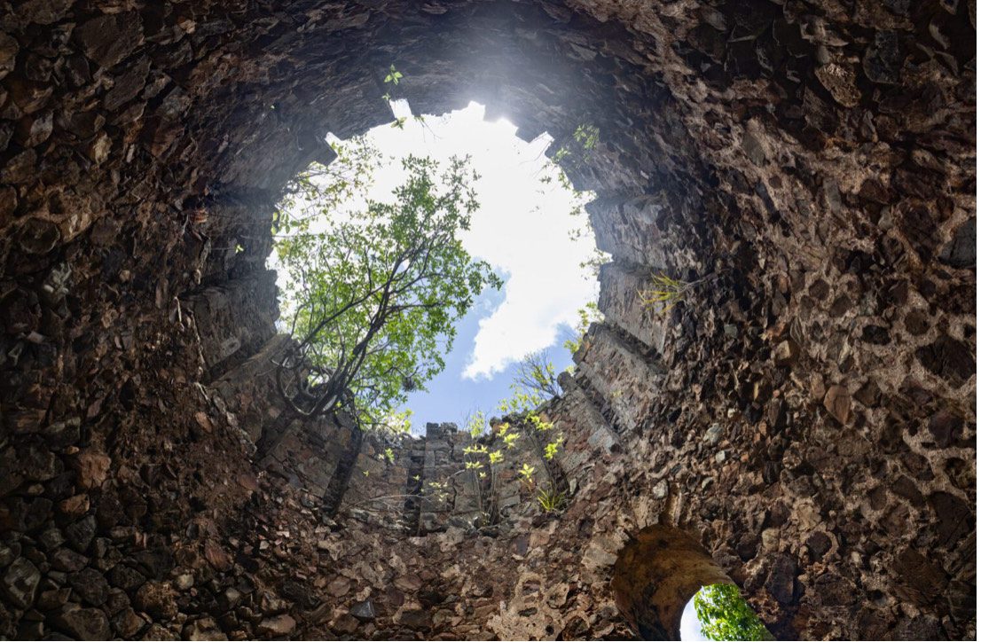 The Maroon Sanctuary Territorial Park in northwest St. Croix contains physical vestiges of the island’s colonial past, including plantation ruins and stone and coral sugar mills. (Photo courtesy DPNR)