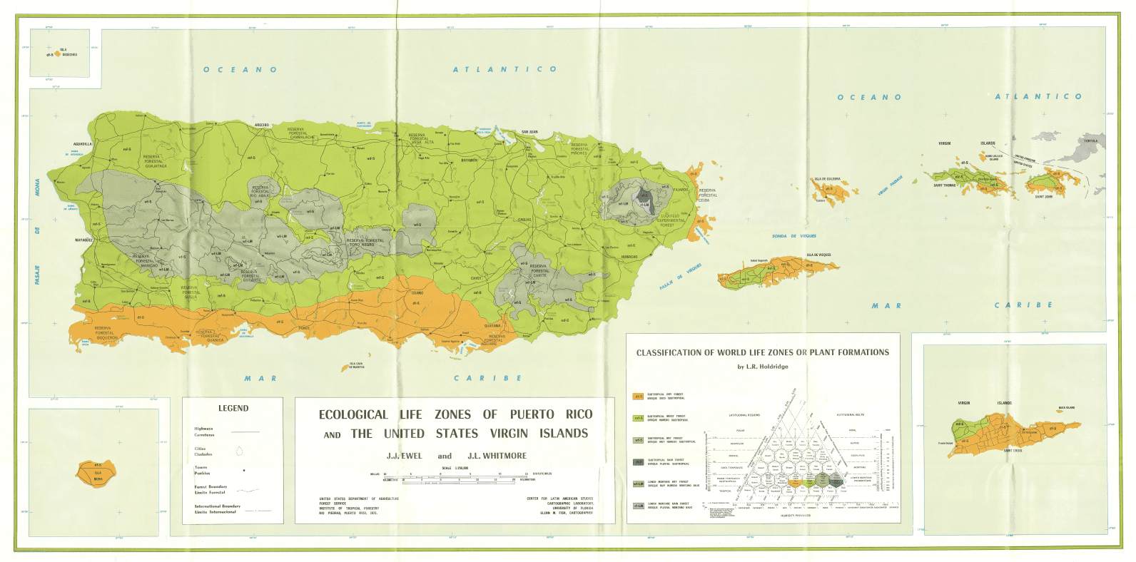 The sub-tropical dry forest of St. Croix comprises 83 percent of the island. The sub-tropical moist forest located in the northwest and northeast central on the island occupies the remainder. (Image courtesy U.S. Agriculture Department)