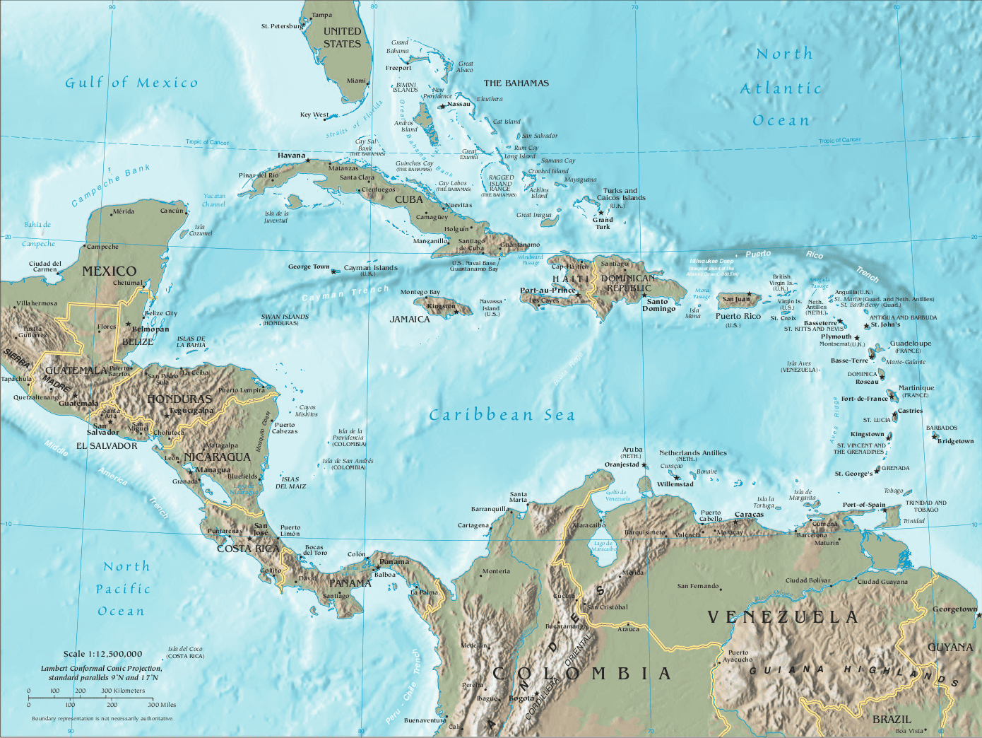 A map of Central America and the Caribbean by the CIA World Factbook. (Image courtesy CIA)