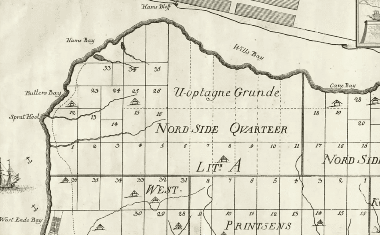 On the iconic 1754 Jens Michelsen Beck colonial map of St. Croix, the area that is today Maroon Sanctuary Territorial Park is labeled “U0ptande grunde” or “uncharted ground". Some researchers wonder if this might constitute an episode of intentional “cartographic violence?” 