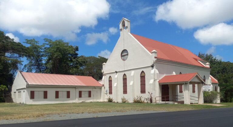 This historic Holy Cross Anglican Church built in 1908( located on Midland Road near center of St. Croix). The site represents the effort of the Anglican community to extend it ministry to agricultural workers in the heavily populated central fertile plains of St. Croix near Bethlehem Village, the site of the principal sugar factory.