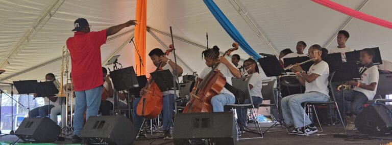 Partners for Strings Virgin Islands Youth Orchestra's recent performance at the 2026 St. Croix Agriculture and Food Fair, where they debuted the Reggae hit, "Roller Skates" on Feb. 15. (Photo courtesy Partners for Strings)