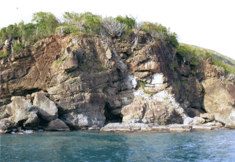 Rugged coastline of Perseverance Bay where runaway slaves or maroons escape to small islands, cays, and inlets to and then to Puerto Rico for their freedom. (Photo by Toni Thomas)
